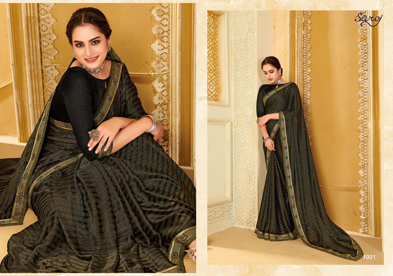 Saroj Bell Bottom Designer Ethnic Wear Georgette Printed Saree Collection